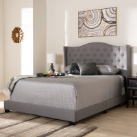 Baxton Studio Alesha-Grey-Full Alesha Modern and Contemporary Grey Fabric Upholstered Full Size Bed